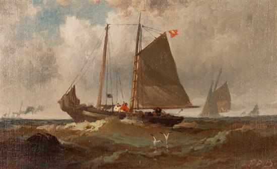 Appraisal: Franklin Dullin Briscoe American - Sailboats in Choppy Seas oil