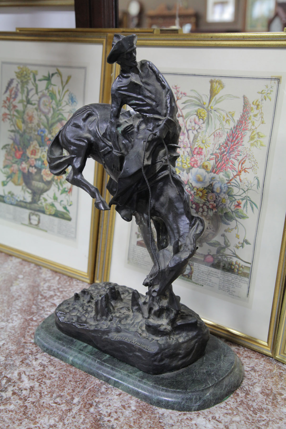 Appraisal: BRONZE SCULPTURE AFTER REMINGTON American th century bronze cast ''Outlaw''