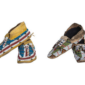 Appraisal: Cheyenne Beaded Hide Moccasins early and late th century lot