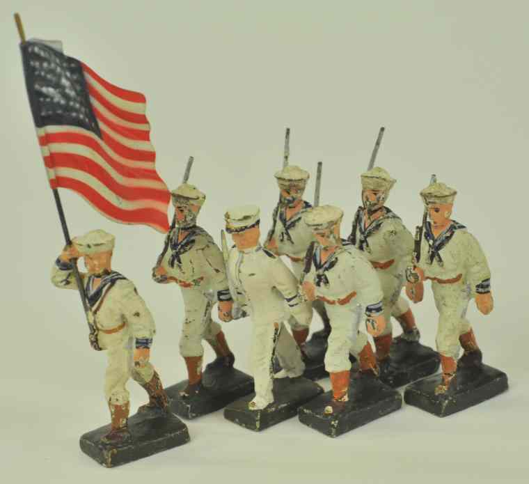 Appraisal: GROUPING OF LINEOL FIGURES US White Jackets including marching sailors