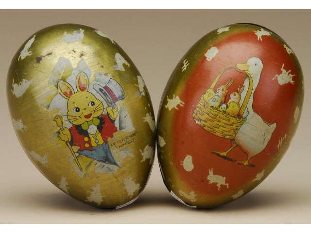 Appraisal: Lot Two Tin Easter Egg Candy Containers Germany ca lithographed