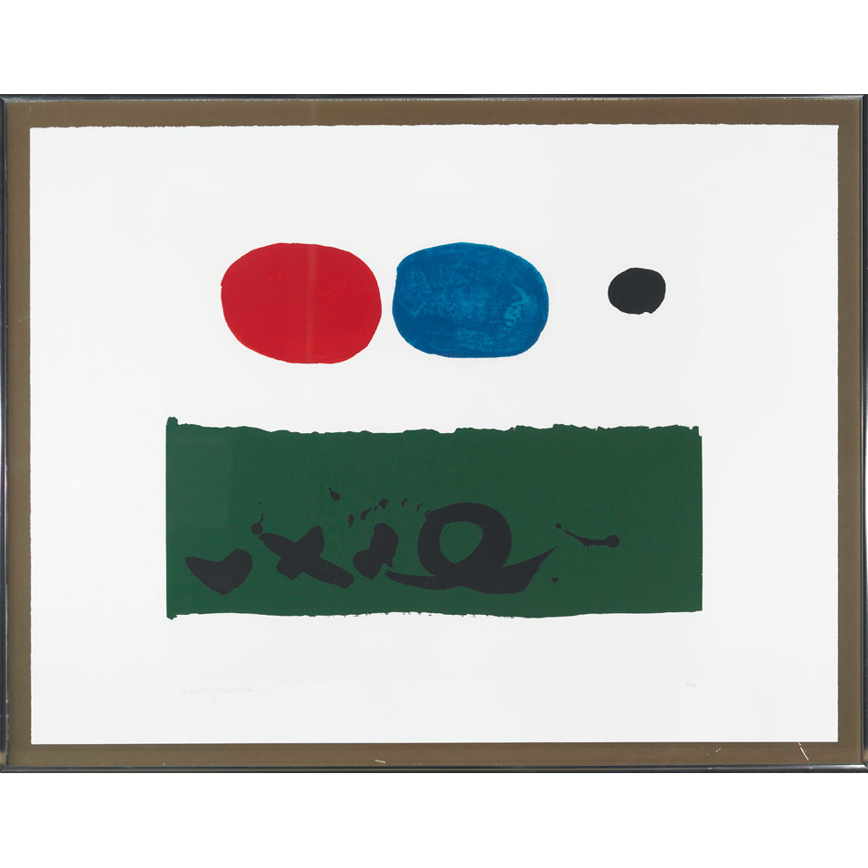 Appraisal: Adolph Gottlieb - American GREEN FOREGROUND Colour silkscreen signed dated