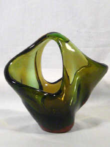 Appraisal: A smoked glass basket circa cm high