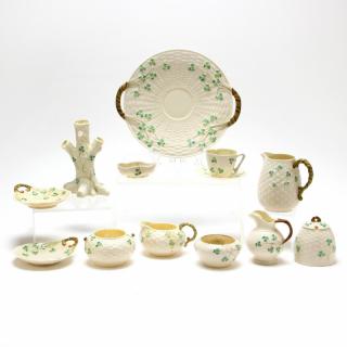 Appraisal: Twelve Pieces of Belleek Clover Decorated Porcelain most pieces the