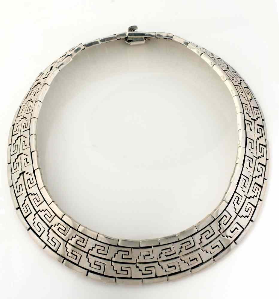 Appraisal: NECKLACE - Fine sterling collar form necklace Mayan design marked