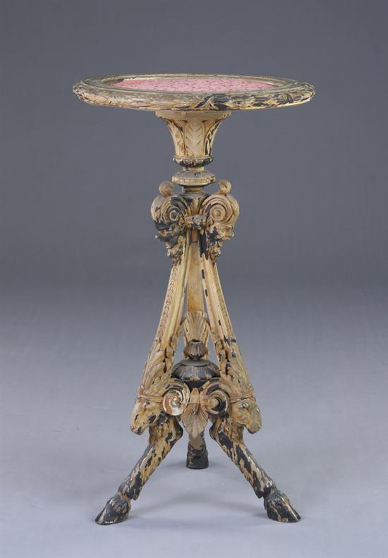 Appraisal: NAPOLEON III PEDESTAL STAND th century painted bronze Silk damask