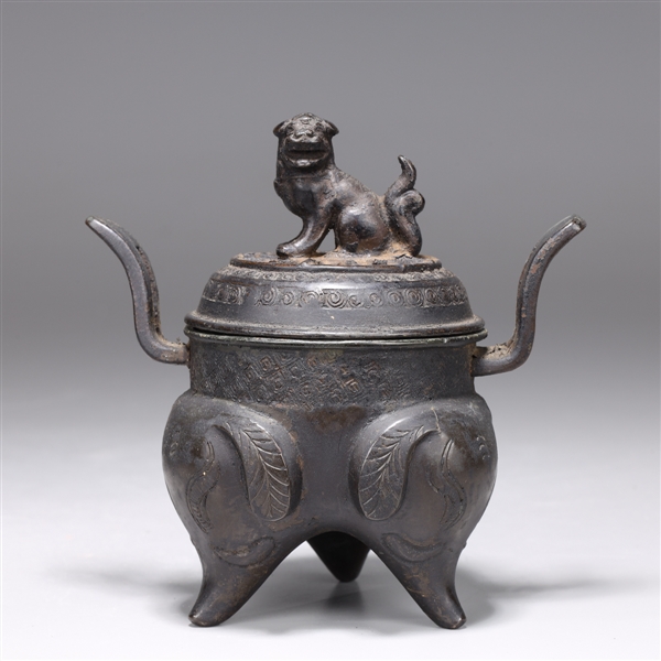 Appraisal: Chinese well detailed bronze of small tripod censer with Fo