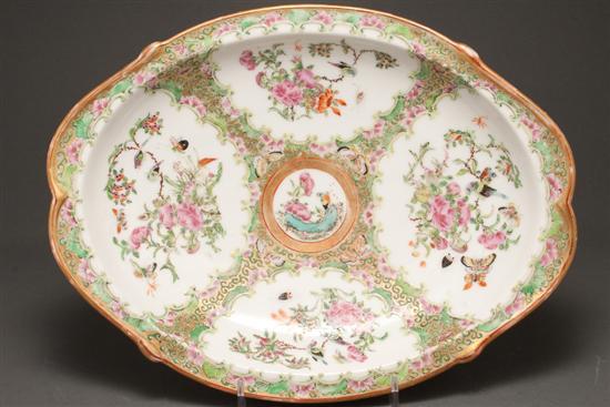 Appraisal: French porcelain dish with Chinese Rose Canton decoration fourth quarter-