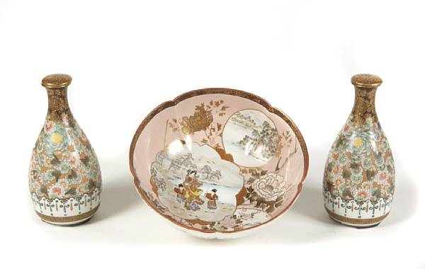 Appraisal: A group of Japanese Kutani porcelains including a pair of