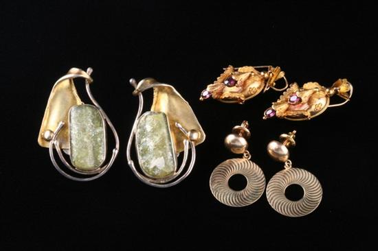 Appraisal: THREE PAIRS EARRINGS One Avi Soffer designer vermeil silver and