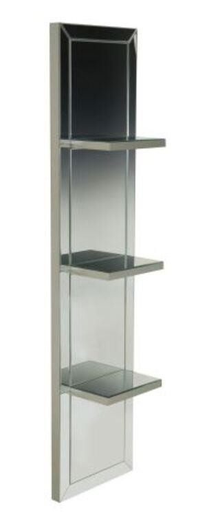 Appraisal: Contemporary wall-mounted shelf st c mirrored back three shelves approx