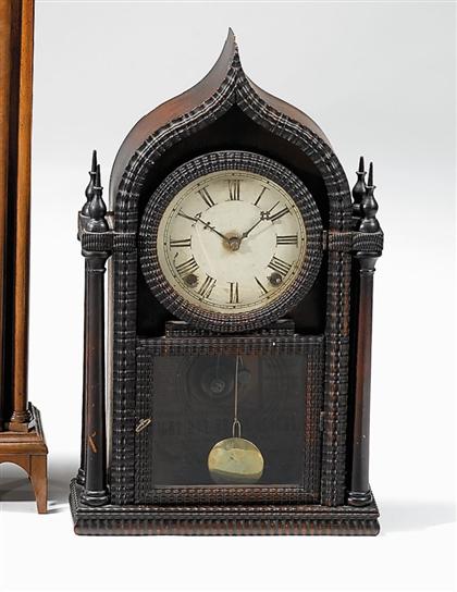 Appraisal: Gothic rosewood mantle clock j e brown bristol connecticut The