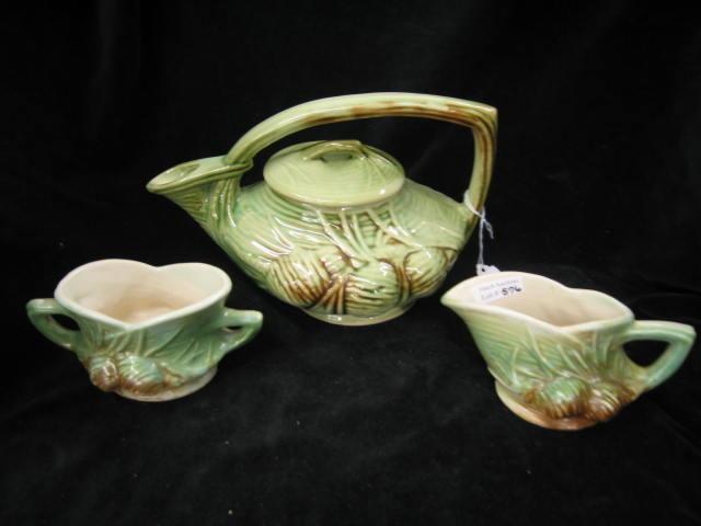 Appraisal: McCoy Art Pottery Pinecone Tea Set teapot sugar creamer