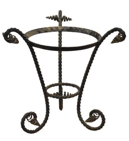 Appraisal: Large antique scrolled wrought iron plant stand Spain approx h