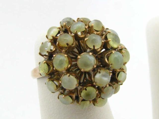 Appraisal: Vintage Yellow Gold Cat's Eye Ring spray design unclear gold