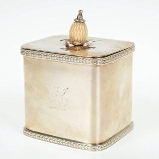 Appraisal: George III sterling silver tea caddy with pineapple finial London