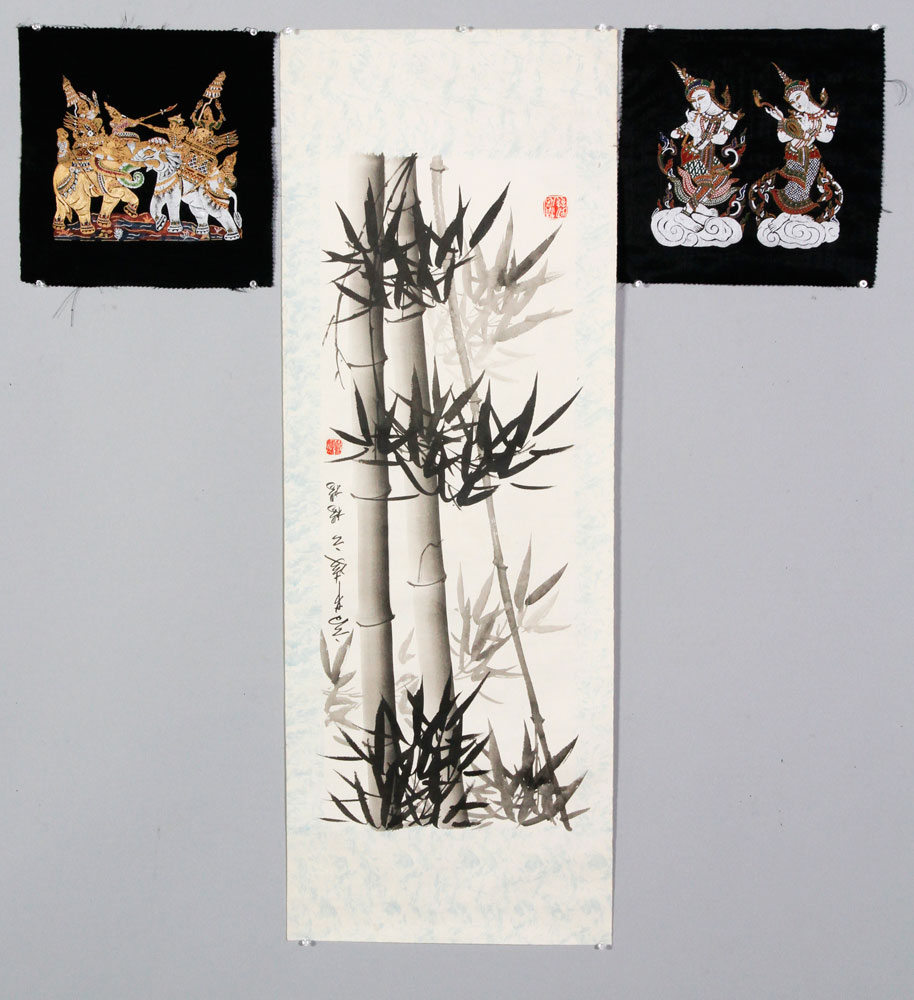 Appraisal: - Japanese Scroll Painting Japanese scroll painting bamboo branches ink