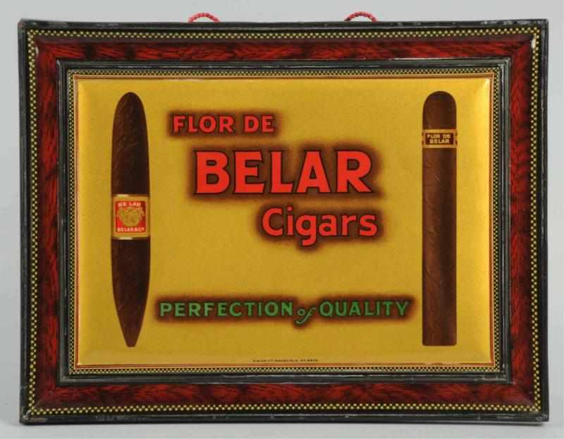 Appraisal: Belar Cigars Self-Framed Tin Hanging Sign Clean face with some