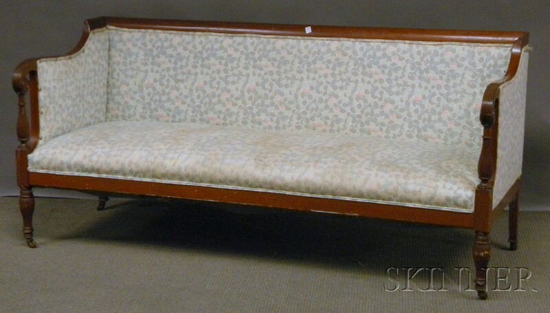 Appraisal: Federal-style Upholstered Mahogany Sofa lg in