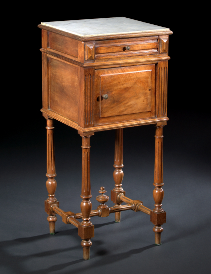 Appraisal: Napoleon III Walnut and Marble-Top Bedside Commode third quarter th