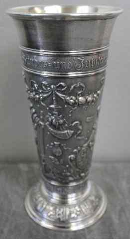 Appraisal: Silver German Hunting Trophy with Inscriptionsand Decorations Approx troy oz