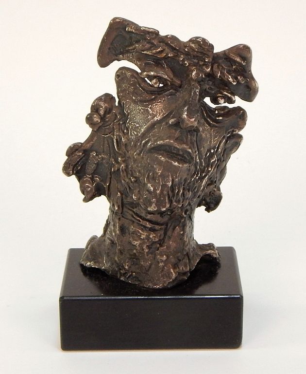 Appraisal: Edwin Bakerman Silvered Bronze Brutalist Bust Edwin Bakerman United States