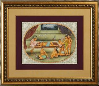 Appraisal: Indian School The Harem th c oil on pierce Indian