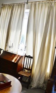 Appraisal: Pair of custom tan silk drapes lined curtains window or