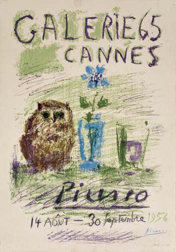 Appraisal: PABLO PICASSO Hibou Verre et Fleur Color lithograph poster x