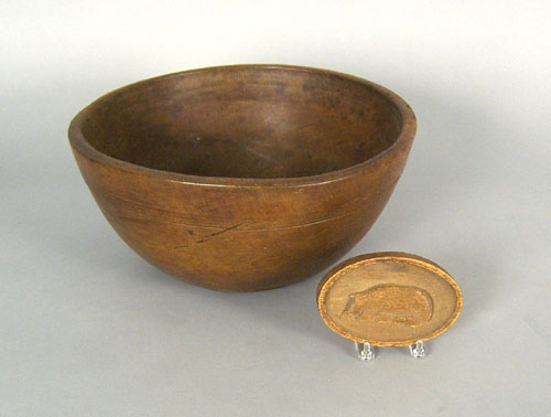 Appraisal: Turned butter bowl th c h x dia together with