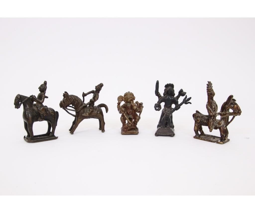 Appraisal: Five bronze Tibetan figures probably th c h x l