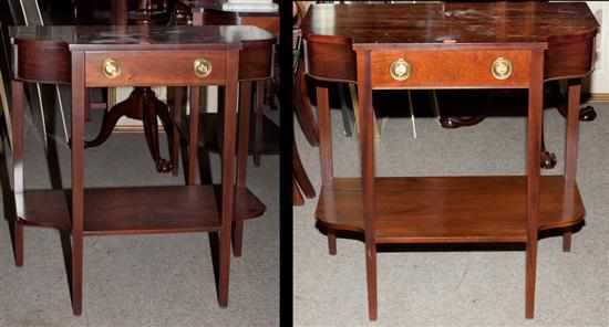 Appraisal: Pair of Georgian style mahogany shaped front side tables Estimate