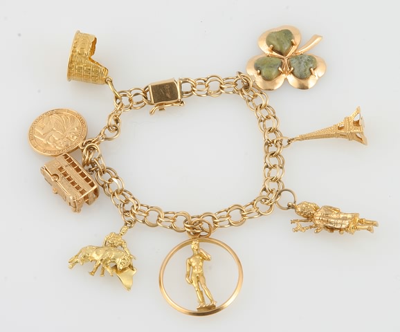 Appraisal: KY charm bracelet long European themed charms of KY and