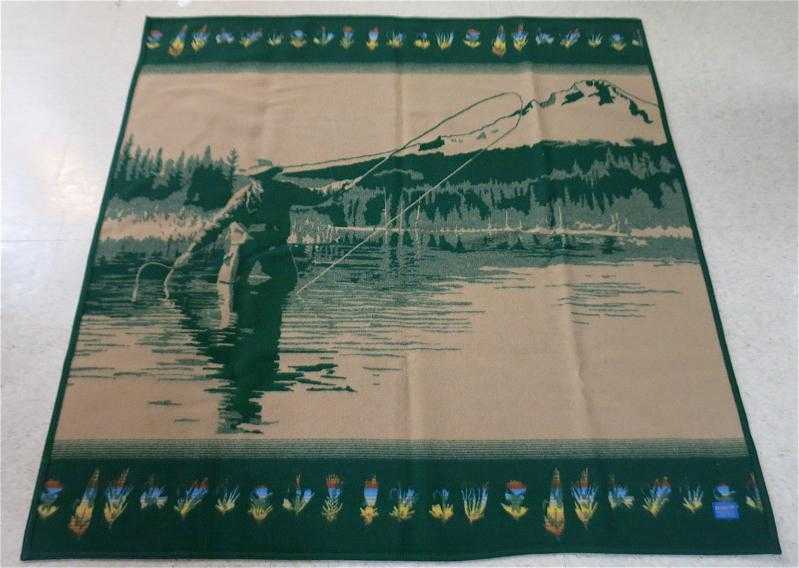 Appraisal: PENDLETON WOOLEN BLANKET Pendleton Woolen Mills Pendleton Oregon featuring fishing