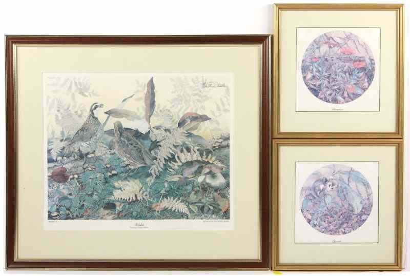 Appraisal: Three Signed Prints by Sallie Middletonincluding the ''Opossum'' the ''Chameleon''