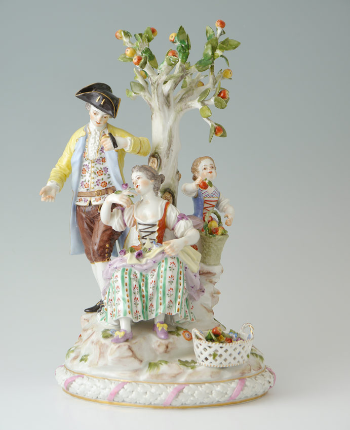 Appraisal: MEISSEN FIGURAL GROUP Woman with flowers child with apples and