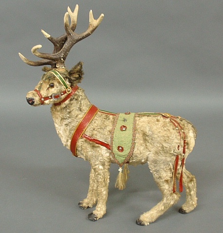 Appraisal: - German Victorian standing reindeer c with glass eyes and