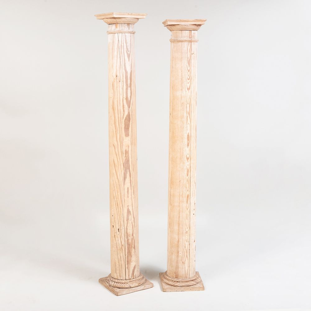 Appraisal: Pair of Tall Pickled Pine Columns The larger x x