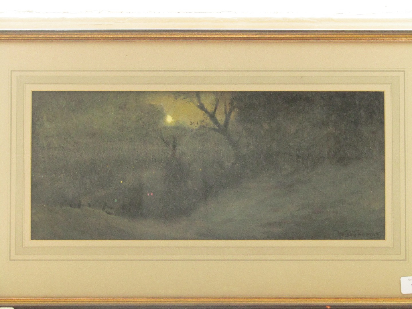 Appraisal: William Bartol Thomas - View of Grantham by moonlight watercolour