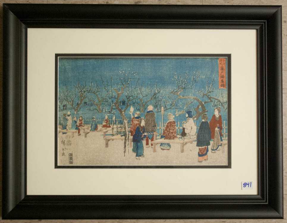 Appraisal: AFTER ANDO HIROSHIGE COLOR WOODCUT Japan - Figures relaxing near