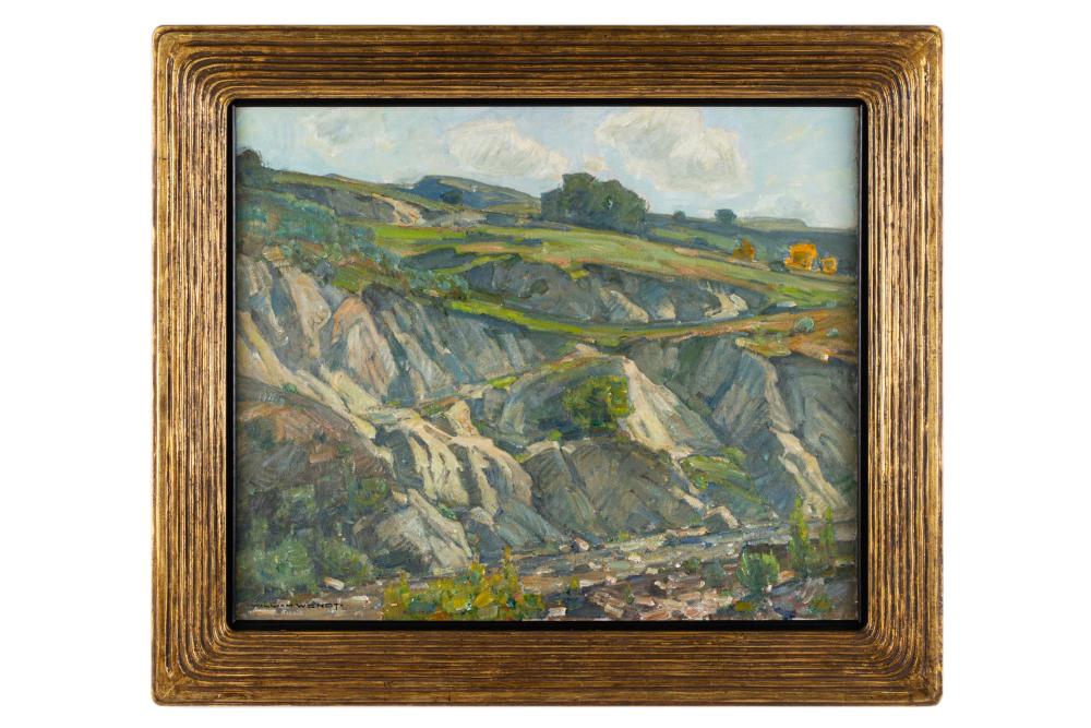 Appraisal: WILLIAM WENDT - CANYON LANDSCAPEoil on canvas signed lower left