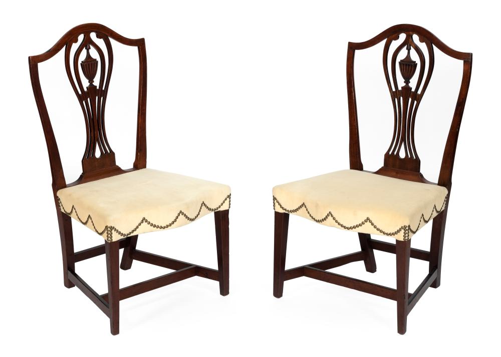 Appraisal: PAIR OF HEPPLEWHITE SHIELD-BACK CHAIRS CONNECTICUT RHODE ISLAND EARLY TH