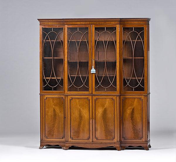 Appraisal: DIMINUTIVE REGENCY MAHOGANY BREAKFRONT ca - of mahogany a breakfront