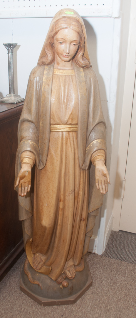 Appraisal: Carved wood Virgin Mary statue