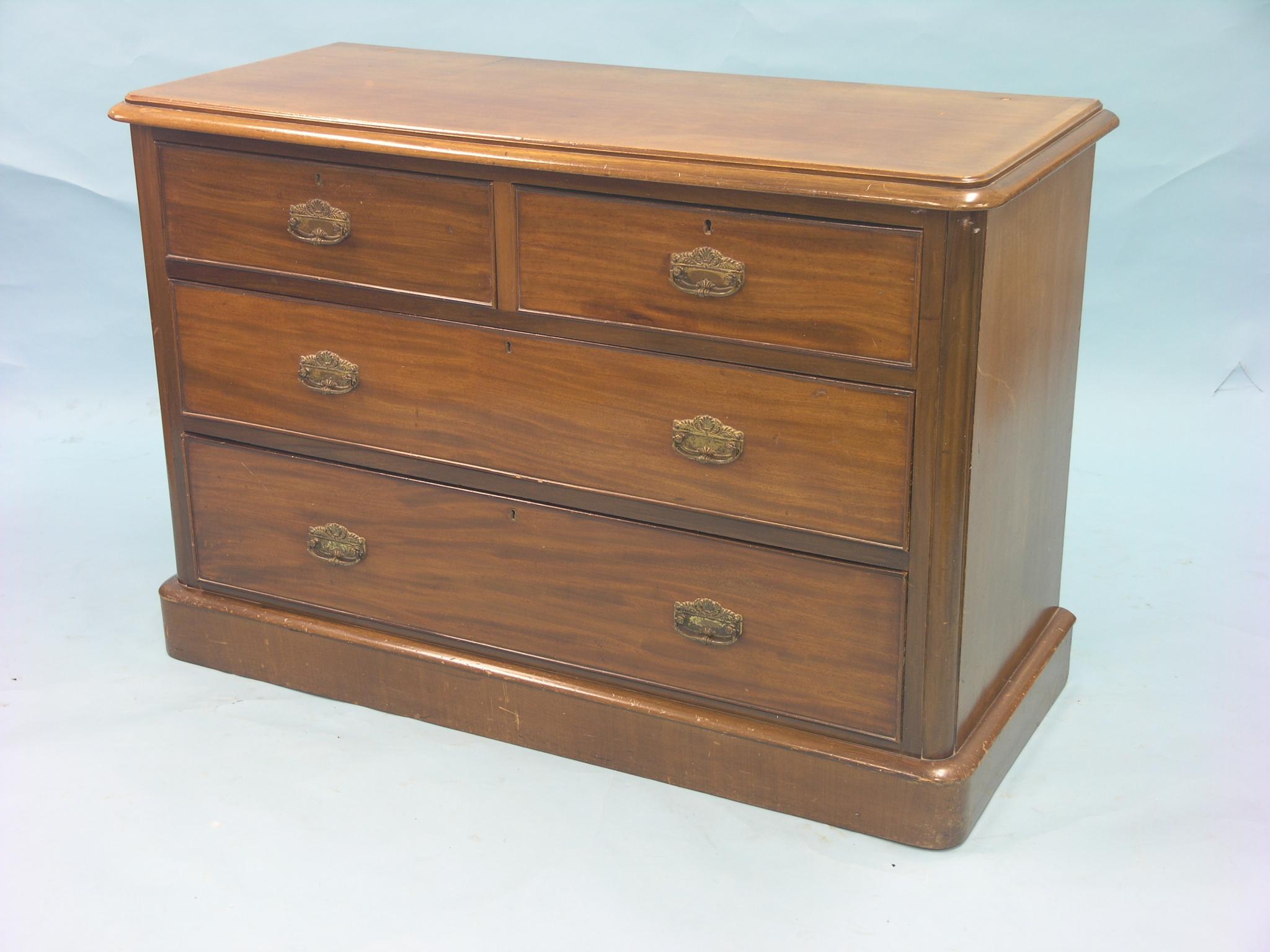 Appraisal: A Victorian mahogany chest two short and two long cock-beaded