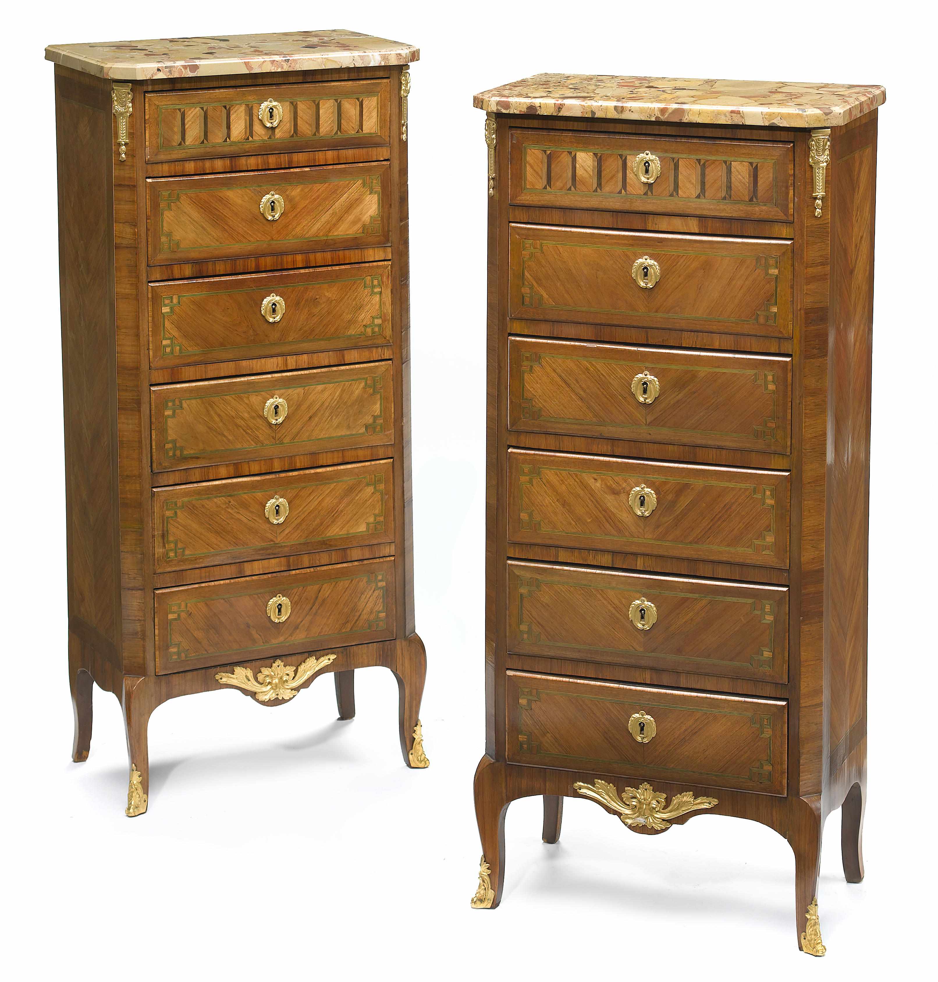 Appraisal: A pair of Louis XV XVI transitional style gilt bronze