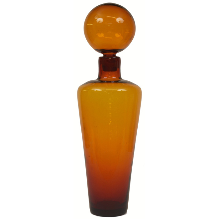 Appraisal: Large Blenko bottle with stopper translucent deep orange glass unsigned