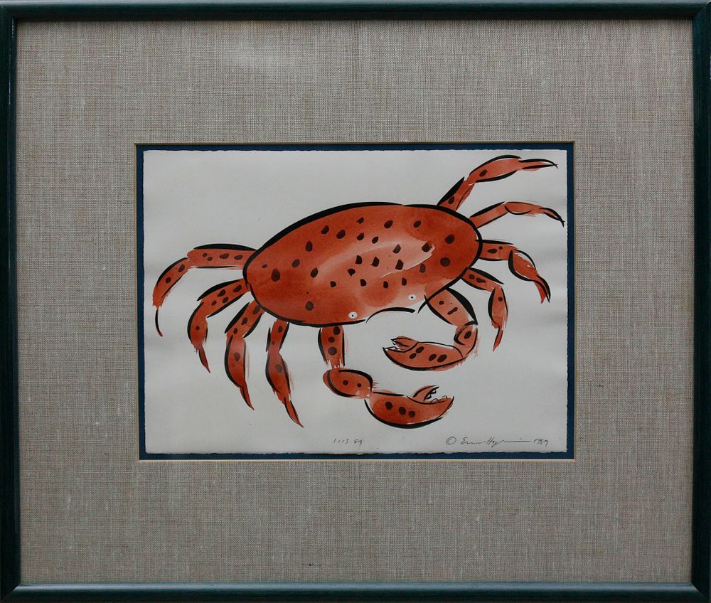 Appraisal: Eric Hopkins Watercolor on Paper A Maine Red Crab Eric