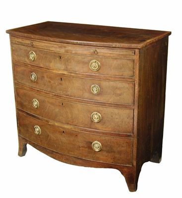 Appraisal: An early th century mahogany bowfront chest the satinwood banded