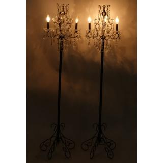 Appraisal: Pair of Vintage Beaded Stick Lamps Each with lights Unsigned